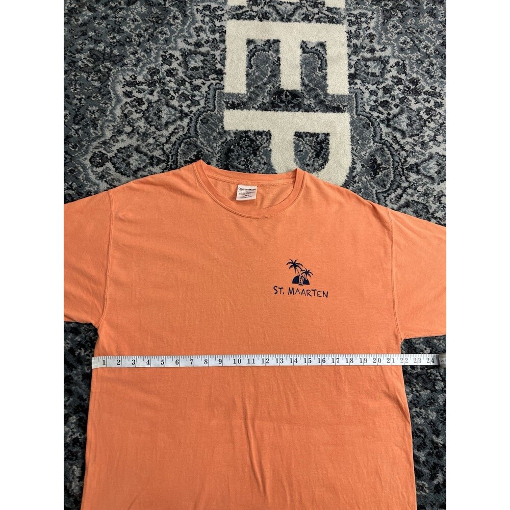 Vintage St Maarten Beach Tshirt Size Large Orange US - Picture 4 of 9